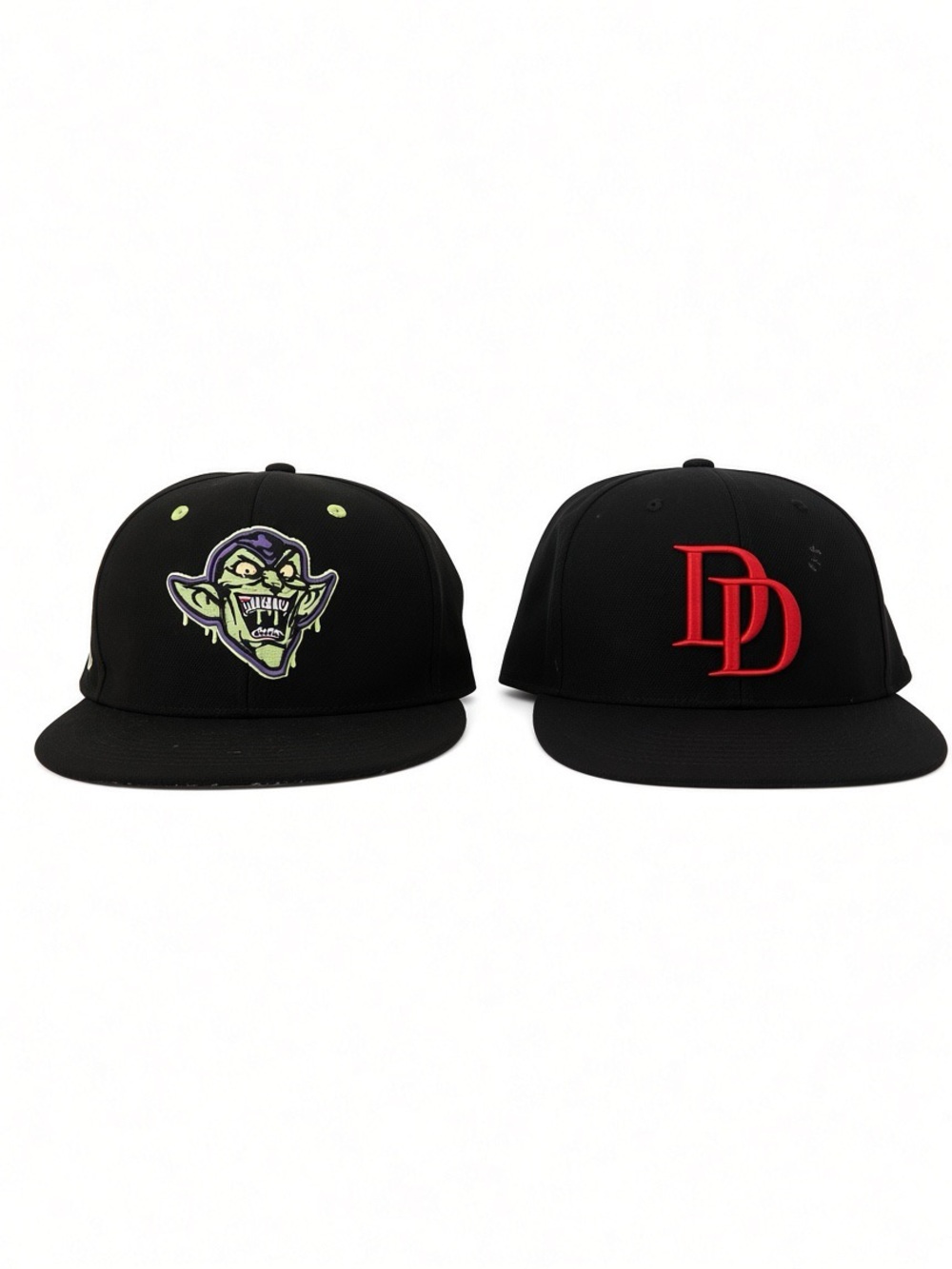 Marvel Green Goblin + Daredevil Black Snapback Hats Bundle | Embroidered